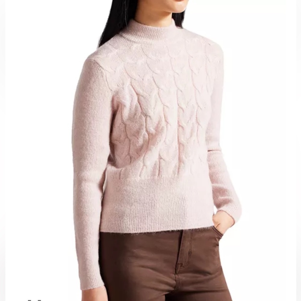 TED BAKER SIZE‎ 2 S us 6 Veolaa Cable Knit Sweater pink pullover mohair